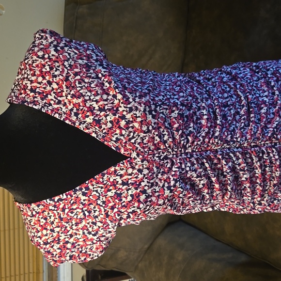 YVOS Pink & Purple Abstract Short Sleeve Dress Size Medium - Picture 3 of 7